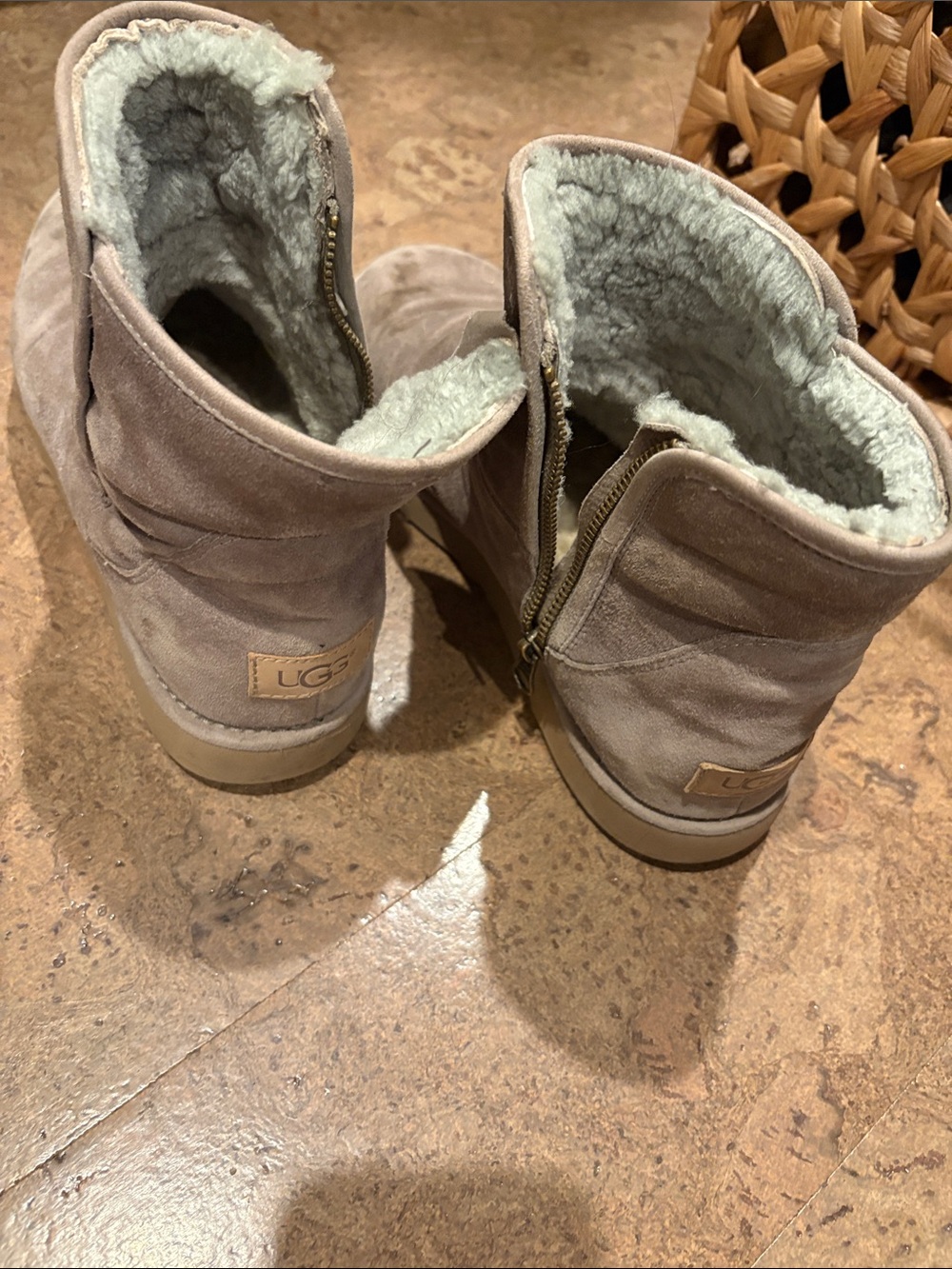 UGG Women's Short Shearling-Lined Boots in Taupe